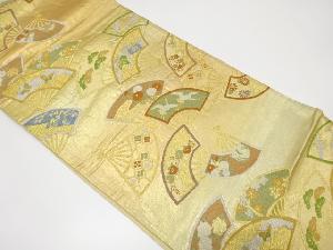 アンティーク　扇に鶴・松模様織り出し暈し袋帯（材料）